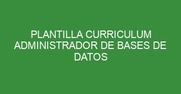 mejor plantilla curriculum administrador de bases de datos 1170