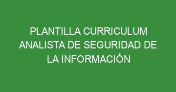 mejor plantilla curriculum analista de seguridad de la informacion 784