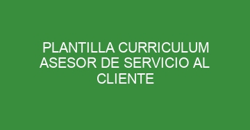 mejor plantilla curriculum asesor de servicio al cliente 624