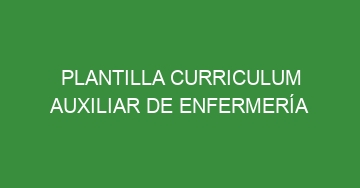mejor plantilla curriculum auxiliar de enfermeria 732