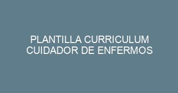 mejor plantilla curriculum cuidador de enfermos 1006