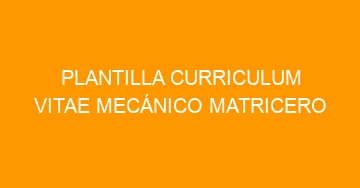 mejor plantilla curriculum vitae mecanico matricero 1080