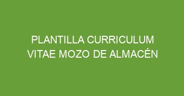 mejor plantilla curriculum vitae mozo de almacen 667