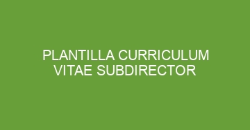 mejor plantilla curriculum vitae subdirector 924