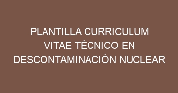 mejor plantilla curriculum vitae tecnico en descontaminacion nuclear 971